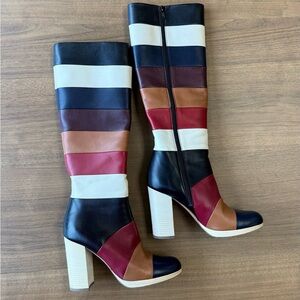 Valentino Multicolor Striped Heeled Boots